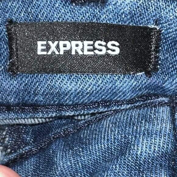 Express High Rise Button Fly Skinny Jeans Medium Wash Denim Women's Size 2R - Picture 7 of 8